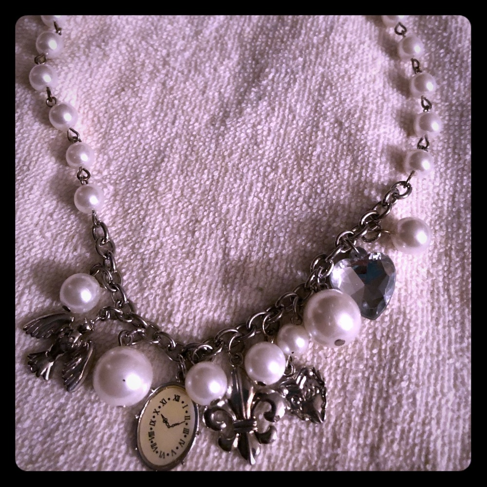 GUESS pearl charm necklace